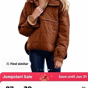 Women's Cozy Brown Puffer Jacket large